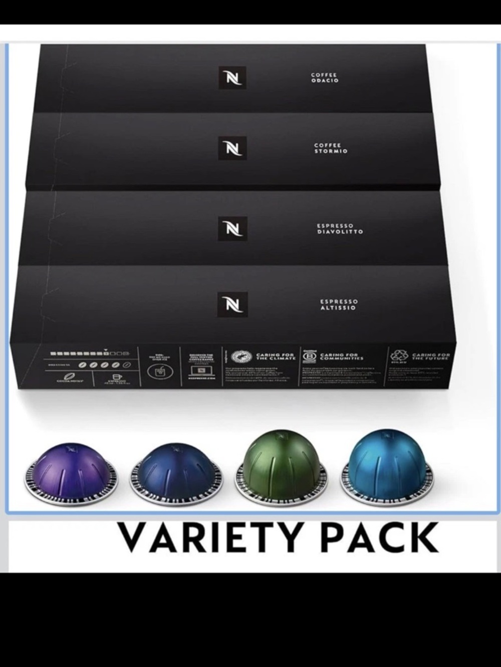 8-Nespresso Capsules Vertuo, Intense Variety Pack, 80 Count,